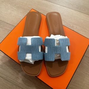 Hermes Oran Denim Sandals
